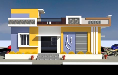 Simple Home Front Elevation, Elevated House Design, Front Building Design, Small House Design Philippines, Single Floor House Design, Modern Bungalow House Design, House Main Gates Design, Indian House Plans, House Outer Design