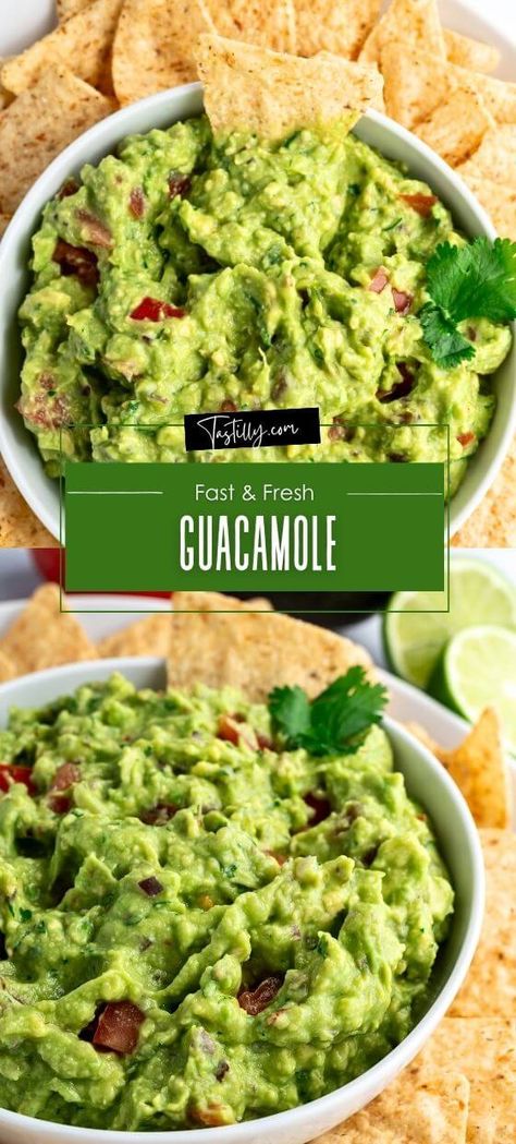 Guacamole: Fast & Fresh via @tastillyb Best Guacamole, Guacamole Recipe With Rotel, Guacamole With Rotel, Guacamole Recipe No Tomato, Homemade Guacamole Easy, Quick Guacamole Recipe, Basic Guacamole Recipe, Guacamole Dip Recipes, Guacamole Recipe Easy