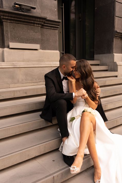 Wedding After Courthouse Marriage, Stairs Couple Photoshoot, Engagement Photos On Steps, Wedding Photography Courthouse, Engagement Shoot Classy, Staircase Engagement Photos, Parkwood Estate Engagement Shoot, Courthouse Wedding Photo Ideas, Court Wedding Photoshoot