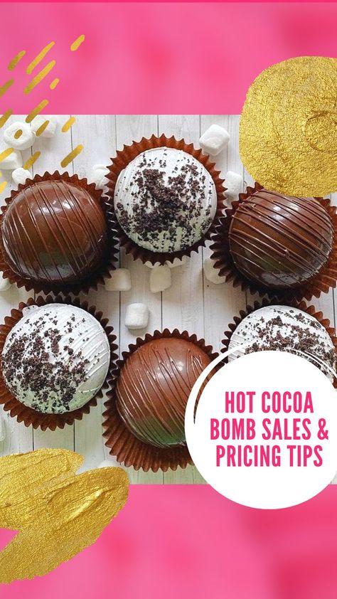 This pin has a picture of three chocolate and three white chocolate hot cocoa bombs. The title on the image reads Hot Cocoa Bomb Sales & Pricing Tips. Sweet Business, Hot Cocoa Bomb, Sensory Kits, Cakes And Cookies, Hot Coco, Chocolate Bomb, Sales Tips, Hustle Ideas, Holiday Sales