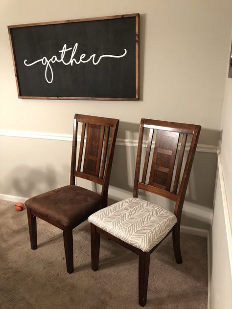 Dining Room Transformation, Dining Chairs Diy, Reupholster Chair Dining, Upcycle Diy, Kitchen Table Makeover, Reupholster Chair, Chair Makeover, Table Metal, Cafe Chairs