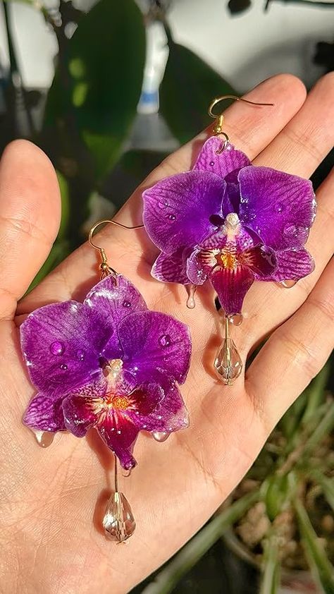 Orchid Accessories, Flower Petal Earrings, Orchid Jewelry, Orchid Earrings, Earrings Outfit, Petal Earrings, Resin Kit, Flower Petal, Accessories Collection