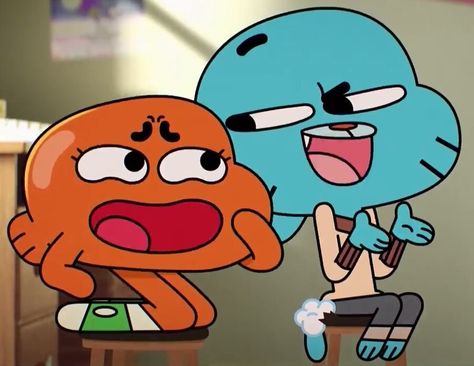 Cartoons Group, Amazing Gumball, Blue Lovk, Orange Fish, Matching Wallpaper, World Of Gumball, Good Cartoons, The Amazing World Of Gumball, Funny Reaction Pictures