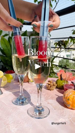 6.6K views · 200 reactions | Day 24/30 : Bloody Witch #30days30drinks 🍃 Ingredients 👇🏻👇🏻👇🏻 . 17.5 ml lemon juice . 60 ml pomegranate juice . 20 ml sweetened strawberry purée . 10 ml Grenadine Syrup . Ginger Ale . ice cubes 🧊 How to make: . Add all the ingredients in a shaker except ginger ale and shake for 10-15 seconds . In a Champagne glass add ginger ale . Fill the syringe with the bloody cocktail . Place it in the glasses Tip: Pour the drink mixture into ginger ale while serving Enjoy and Stay tuned for the next cocktail of the series meanwhile try and enjoy this. #bloodywitch #bloody #bloodymary #halloweencocktails #diwalidrinks#cocktailrecipes#hungerherb#spooky #spooktober | Ronak Choudhary | Sam Marshall · Dolls Halloween Syringe Drinks, Strawberry Purée, Grenadine Syrup, Halloween Cocktails, Strawberry Puree, Pomegranate Juice, Halloween 2024, Ginger Ale, Ice Cubes