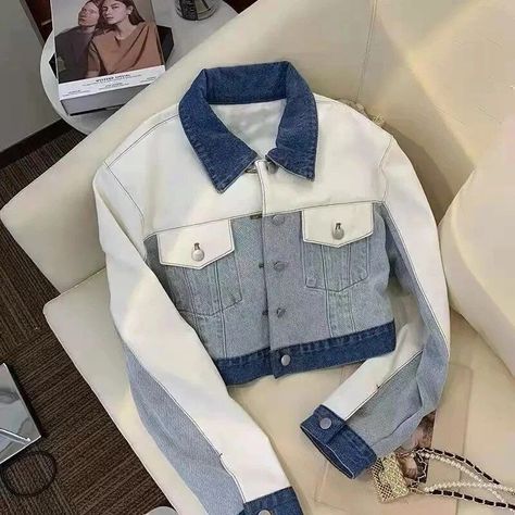 Stay trendy with our patchwork denim jacket! 👖 Add flair to your outfit with this versatile piece. #DenimFashion #FashionTrends #CasualStyle Short Denim Jacket, Patchwork Denim Jacket, Patchwork Shorts, Patchwork Denim, Short Denim, Patchwork Patterns, Jacket For Women, Women's Wear, Denim Patchwork