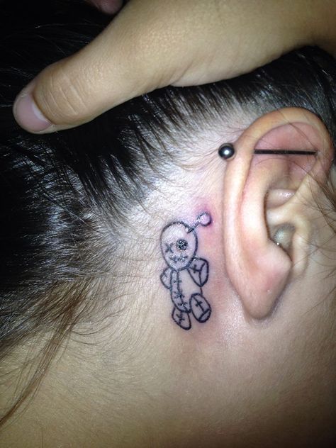 New Orleans Tattoo Ideas Small Voodoo, Small Voodoo Tattoos, Voodoo Doll Tattoo Simple, Small Voodoo Doll Tattoo, New Orleans Tattoo, Voodoo Doll Tattoo, Voodoo Tattoo, Ear Tattoos, Medicine Man