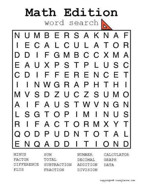 Get your kids excited about math this school year! Check out these free printable math word search games that include six different variations! Math Word Search, Fractions Division, Crazy Laura, Free Word Search, Word Search Printables, Word Search Games, Learning Games For Kids, Math Words, Free Word