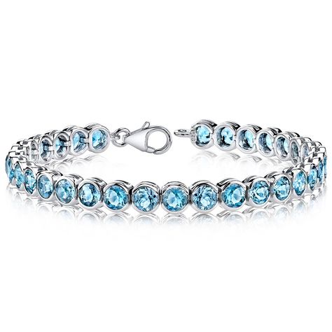 Jewelry Questions, Birthstones By Month, Bracelets Cute, Topaz Bracelet, Silver Tennis Bracelet, Jewelry Gift Guide, Blue Topaz Jewelry, Sparkle Top, Blue Topaz Bracelet