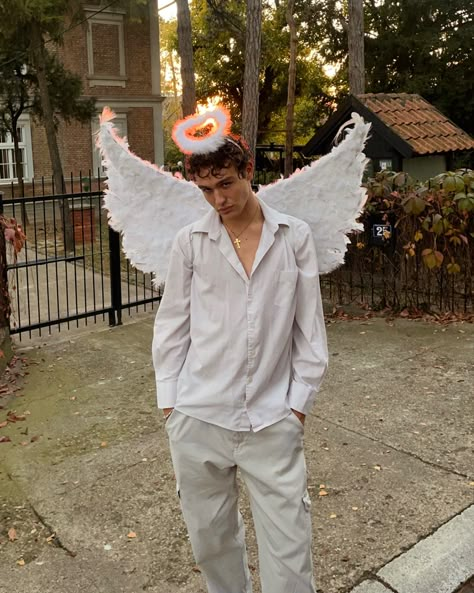 Angel Costume Men Halloween, Men’s Cupid Costume, Cupid Men Costume, Angel Man Costume, Male Angel Halloween Costume, Gay Man Halloween Costume, Dark Angel Men Costume, Halloween Costumes Guys Easy, Men’s Angel Costume