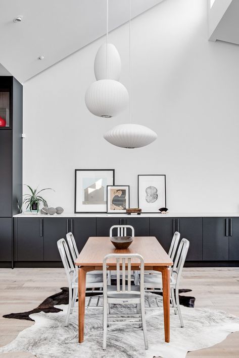 Pleasant St. Urban Abode dining room Dining Pendant Lighting, Nelson Bubble, Bubble Lamp, Dining Room Design Modern, Wood Floors Wide Plank, George Nelson, Office Wall Decor, Modern Dining Room, Dining Room Design