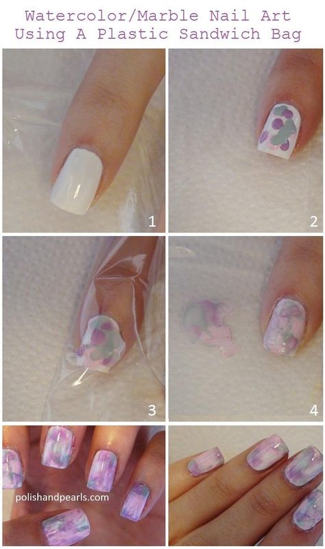 Marble Nail Art using a plastic sandwich bag Coffin Ombre, Thanksgiving Nail, Water Color Nails, Nails Tutorial, Matte Nail, Marble Nail Art, Pumpkin Thanksgiving, Colorful Nails, Print Nails