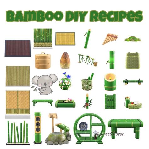 Bamboo Recipe, Bamboo Diy, Diy Stool, Animals Crossing, Animal Crossing Guide, Animal Crossing Qr Codes Clothes, Game Environment, Bamboo Design, Diy Recipes