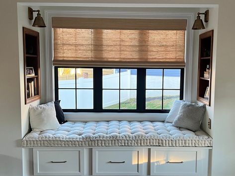 Attic Bedroom Ideas Aesthetic, Attic Reading Nook, Reading Nook Cushion, Window Seat Cushion, Attic Makeover, Sleeping Nook, Window Seat Design, Bay Window Seat, Window Seat Storage