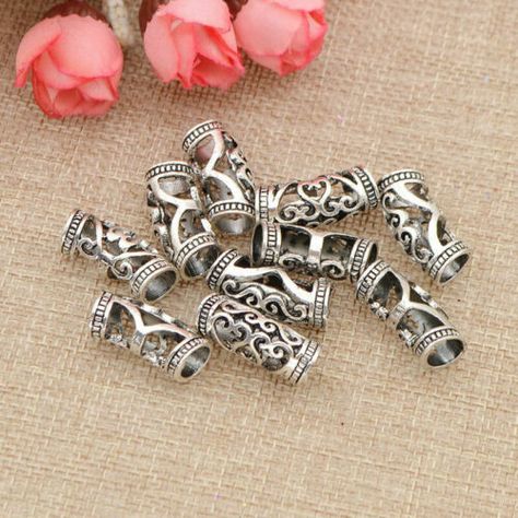 Silver Dreadlocks, Hair Braid Beads, Hair Accessories Braids, Marley Braids, Celtic Hair, Braid Clips, Braid Accessories, Hair Cuffs, Dread Beads