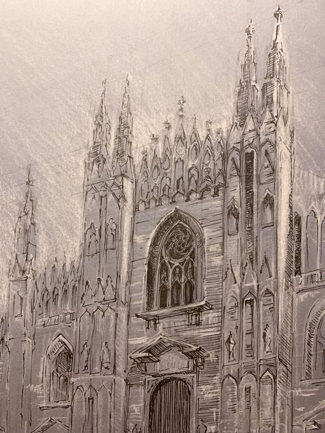 Sketches of cathedral in Milan - by Marta Ruselik Milan Cathedral Drawing, Milan Drawing, Cathedral Drawing, Milan Cathedral, Art Alevel, Art Contest, Barcelona Cathedral, Milan, Sketch Book