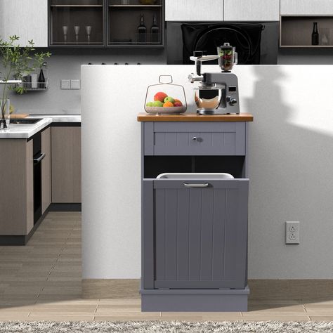 Beadboard Kitchen Island, Tilt Out Trash Cabinet, Hide Trash Cans, Beadboard Kitchen, Trash Cabinet, Bin Cabinet, Laundry Cabinet, Trash Can Cabinet, Kitchen Safety