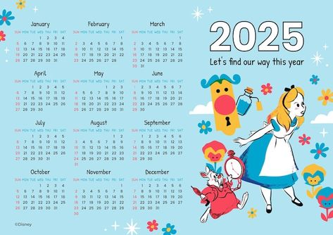 Alice In Wonderland Calendar, Classic Alice In Wonderland, Disney Calendar, Wonderland Characters, Alice In Wonderland Characters, Organizing Time, Stationery Templates, Yearly Calendar, Business Card Maker