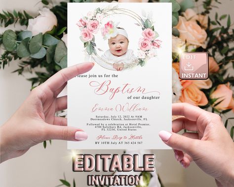 Baptism Invitation For Boys, Christening Invitations Girl, Baptism Announcement, Spanish Girl, Baptism Invitation Template, Baptism Invitations Girl, Butterfly Invitations, Baptism Cards