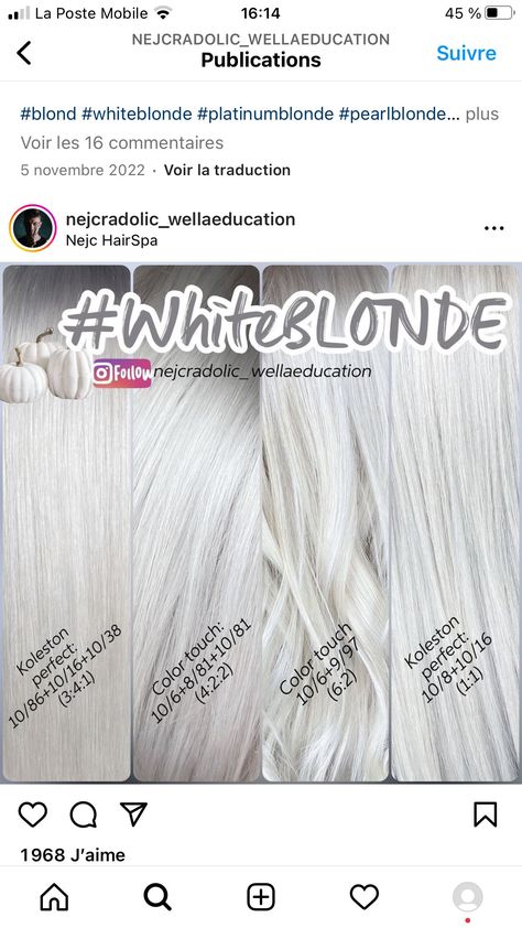 Wella Blonde Toner Formula, Wella Blonde Toner, Wella Color Formulas Blondes, Blond Formula, Female Undercut Long Hair, Wella Formulas, White Hair Toner, Blonde Beige, Toner For Blonde Hair