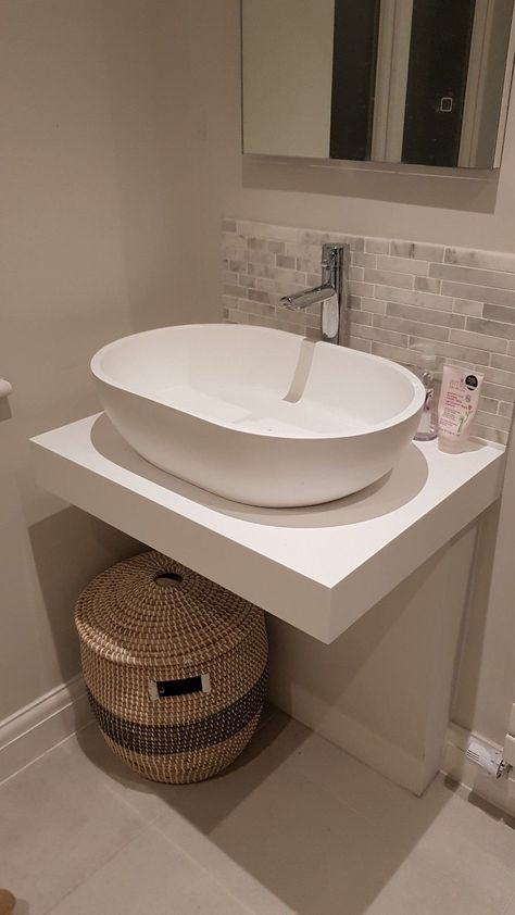 Lusso Stone resin floating basin shelf | eBay Simple Bathroom Sink Ideas, Modern Bathroom Basin Design, Wash Basin For Bathroom, Washroom Sink Design, Simple Basin Design, Bathroom Sink No Cabinet, Simple Wash Basin Ideas, Washroom Basin Ideas, Small Wash Basin In Bathroom