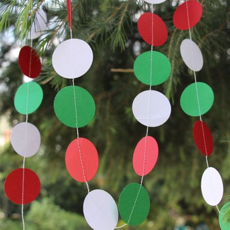 Christmas Paper Garland, Italian Party Decorations, Paper Circle Garland, Italy Party, Italian Themed Parties, Mexico Party, Italy Decor, Italian Party, Mexican Party Decorations