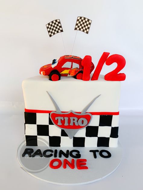 Tito racing to One 🏎 #birthday#jozi #cake #celebrationcakes #party #sweettreasurescakeco #celebrations #johannesburg #tiro #tiroracingtoone #halfwaytoone #halfbirthday #6monthsold 6 Months Birthday Party Ideas, Race Car Half Birthday, Halfway To One Party Ideas, 6 Month Infant Photoshoot Ideas, 6 Month Birthday Party Ideas, 6 Months Party Half Birthday, Halfway To One Birthday Ideas, Racing To One Half Birthday, 1/2 Cake 6 Months