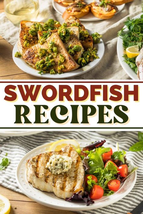 For healthy meals the family will love, try these simple swordfish recipes! From grilled to baked to pan-seared, there are plenty of awesome ways to make swordfish. Sides For Swordfish, Swordfish Dinner, Baked Swordfish, Grilled Swordfish, Swordfish Recipes, Fish Sandwich, Healthier Food, Stuffing Recipes, Herb Butter