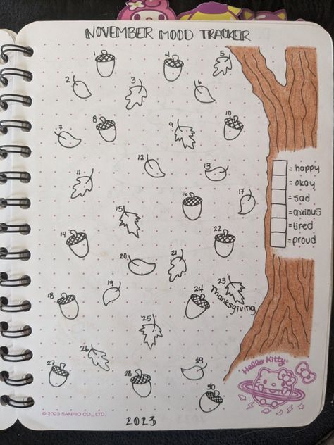 Mood Tracker For November, November Mood Tracker, Journal November, November Mood, Bullet Journal Ideas Templates, Creative Journal, Journaling Ideas, Mood Tracker, Reading Journal