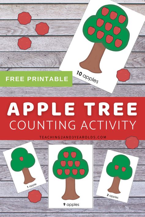 Apple Math Worksheets, Math Apple Activities, Apple Counting, Counting Activities For Preschoolers, Preschool Apple Activities, Fall Math Activities, Toddler Math, Apple Math, Apple Preschool