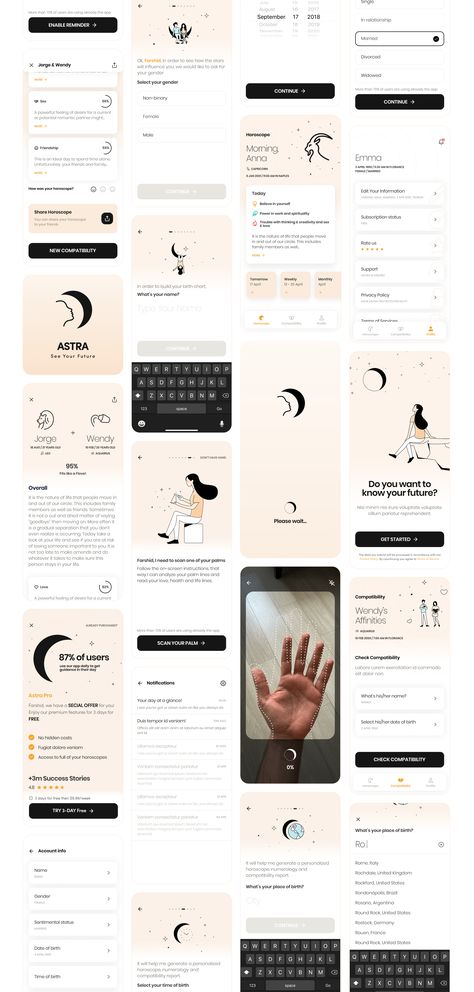 Astrology App Design, App Case Study, Astrology App, Android App Design, Illustration Product, Mobile Web, App Ui Design, User Interface Design, Mobile App Design