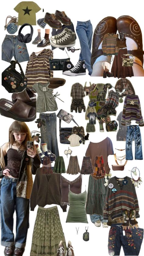 Goblincore Fashion Feminine, Indie Alternative Outfits, Goblin Core Clothes, Artsy Grunge Outfits, Swagy Fits, Crowcore Outfit, Grunge Flannel Outfits, Grunge Chic Style, Eco Goth