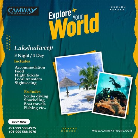 National Tourism Day Creative Ads, Sikkim Travel Brochure, Rajasthan Travel Brochure, Rajasthan Tourism Poster, Lakshadweep Travel Brochure, Lakshadweep Islands, Tourism Ads, Flight Ticket, Travel Office