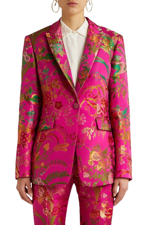 Etro Panarea Floral Brocade Blazer available at #Nordstrom Brocade Blazer, Brocade Suits, Gilet Long, Woman Suit Fashion, Floral Blazer, Indian Designer Wear, Mode Vintage, Suit Fashion, Elegant Outfit