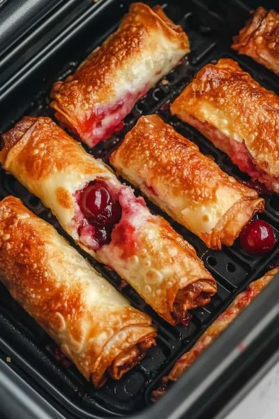 Discover the joy of making Cherry Cheesecake Egg Rolls with this simple recipe. It combines creamy cheesecake and tart cherries wrapped in a crispy egg roll shell for a delightful treat. Perfect for dessert parties or a sweet indulgence at home. Try it today! Cherry Cheesecake Rolls, Cherry Pie Egg Rolls, Cherry Cheescake, Cheesecake Egg Rolls, Egg Roll Wraps, Egg Rolls Recipe, Cottage Food, Crispy Egg, Tart Cherries