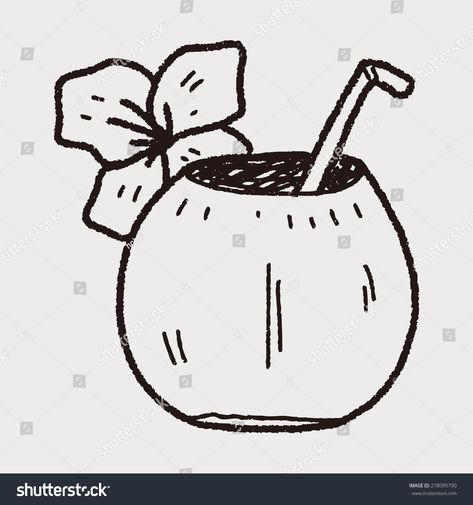 Coconut Doodle, Milk Doodle, Coconut Drawing, Illustration Packaging, Graphics Design Ideas, Graphics Design, Coconut Milk, Flower Drawing, Stock Illustration