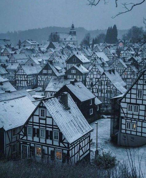 The cozy German town of Freudenberg Houses In Germany, Old Village, North Rhine Westphalia, A Town, Winter Aesthetic, Germany Travel, Pretty Places, The Snow, Places To See