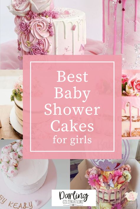 Pink Baby Shower Cake Ideas, Baby Girl Cakes For Showers, Baby Shower Cakes Girl Simple, Babyshowercakes Cake Designs, Baby Shower Cake Ideas Girl, Baby Shower Cakes Simple, Small Baby Shower Cake, Baby Girl Cake Ideas, Baby In Bloom Cake Ideas