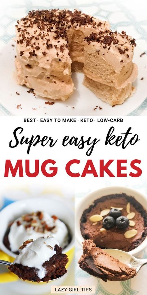 Mug Cake Keto, Low Carb Mug Cakes, Mug Cake Recipes, Keto Chocolate Mug Cake, Keto Mug, Peanut Butter Mug Cakes, Mug Cake Microwave, Desserts Keto, Mug Cakes