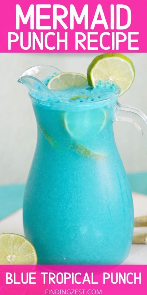 Blue Pina Colada Punch, Mermaid Party Punch, Blue Punch For Kids, Blue Frozen Alcoholic Drinks, Beach Punch Non Alcoholic, Mermaid Punch Alcoholic, Mermaid Drink Nonalcoholic, Blue Party Punch Alcohol, Mermaid Drink Alcohol