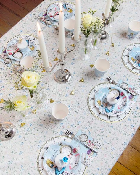 Alice’s Wonderland Table – Talking Tables UK Public Tea Party Tablescape, Alice In Wonderland Sign, Elegant Plates, Alice In Wonderland Book, Wonderland Birthday, Small Cakes, Alice In Wonderland Birthday, Alice Blue, Wonderland Theme