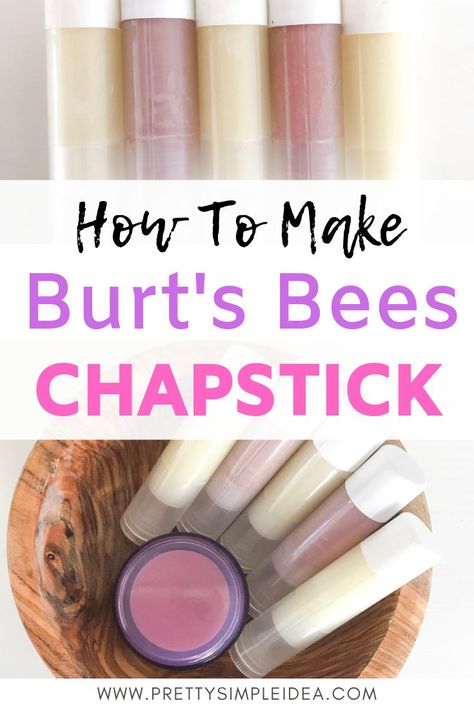 Burt's Bees Chapstick, Homemade Chapstick, Chapstick Recipe, Burts Bees Chapstick, Wax Recipe, Sugar Wax Recipe, Homemade Lip Balm Recipe, Diy Lip Balm Recipes, Lip Balm Recipes