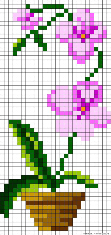 Orchid Cross Stitch Pattern, Orchid Perler Bead Pattern, Beaded Cross Stitch Patterns, Orchid Cross Stitch, Perler Bead Patterns Flowers, Pixel Art Fleur, Modele Pixel Art, Pola Kristik, Cross Stitch Bookmarks