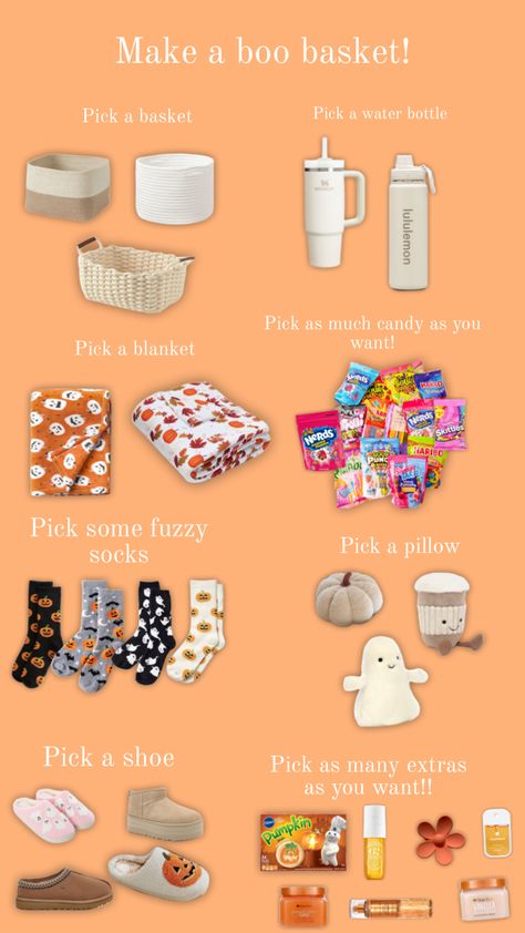 Build a boo basket! #boobasket #halloween #halloweenaesthetic #fall #fallaesthetic Boo Basket, Build Your Own, Vanilla, Candy, Halloween