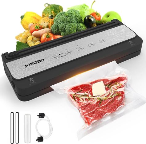 【Perfect Solution For Food Storage】The Food sealer's powerful pump provides strong and stable suction, fully evacuating air within seconds. It's the perfect solution for extending food freshness, keeping it preserved up to 8 times longer than conventional storage methods. Cooking and meal prep become easier, more cost-effective, and faster. Plus, you can reseal rolls and snacks at your needs. Food Sealer, Vacuum Sealer Bags, Automatic Vacuum, Vacuum Storage Bags, Vacuum Sealers, Vacuum Storage, Vacuum Packaging, Power Foods, Food Saver