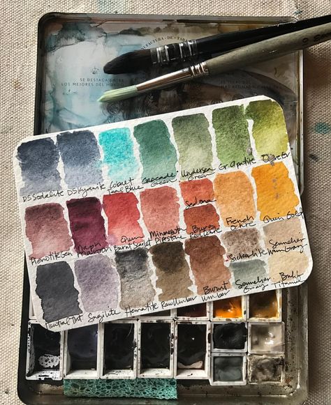 200 Likes, 14 Comments - Michelle Wooderson (@mishwooderson) on Instagram: “By request, this is the neutral palette I put together when I want to keep things purposely muted.…” Watercolor Pallet, Watercolor Mixing, Watercolor Palette, Art Instructions, Color Studies, Watercolor Inspiration, Watercolour Tutorials, Neutral Palette, Watercolor Techniques