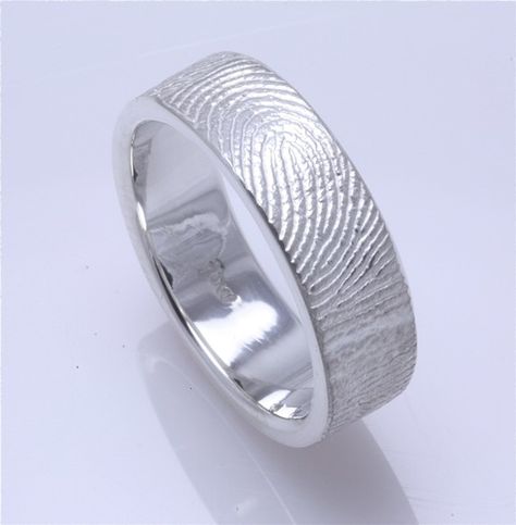 Men's band with wifes fingerprint. Love it! Fingerprint Wedding Bands, Fingerprint Wedding, Fingerprint Ring, Fingerprint Jewelry, Finger Print, To Infinity And Beyond, Mens Band, Virtual Closet, Some Day