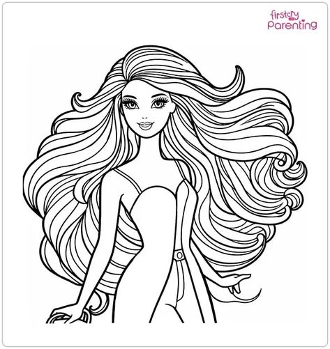 Barbie Fashion Coloring Page Barbie Outline, Barbie Coloring Pages, Barbie Coloring, Printable Pages, Black And White Illustration, Children Book Cover, Cat Illustration, Children's Book Illustration, Coloring Book Pages