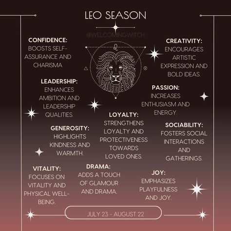 Leo season is here! Let your inner star take the spotlight. 🌟🦁 . . . . . . . . . #wiccansofinstagram #witchlife #witchesofinstagram #witch #witchcraft #wicca #wiccan #pagan #spiritual #spiritualawakening #Spirituality #witchessociety #witchytips #magic #babywitch #beginnerwitch #witchy #witchesoftiktok #witchtok #witchyvibes #leoseason #leo #leovibes #zodiacvibes Leo Witch, Astrology Basics, Moon Ritual, Full Moon Ritual, Alchemy Symbols, Leo Season, Baby Witch, Cosmic Energy, Witch Aesthetic