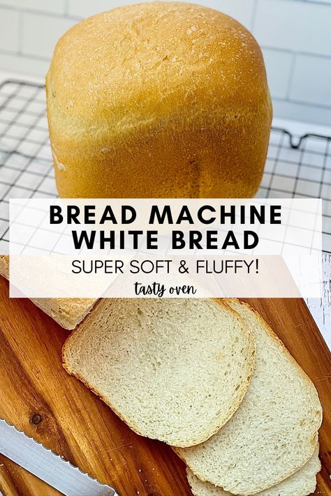 homemade bread machine white bread in a full loaf and sliced into pieces. Sandwich Bread Maker Recipe, White Sandwich Bread Machine, 2.5 Lb Bread Machine Recipe, Bread Maker Loaf, Best Bread In Bread Machine, Basic White Bread Recipe For Breadmaker, Easy Breadmachine Bread Recipes, Easy White Bread Recipe For Bread Machine, White Sandwich Bread Recipe Bread Machine