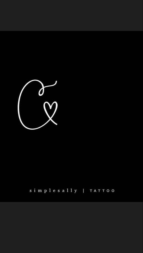 C And A Initial Tattoo, Cursive C Tattoo With Heart, Letter C Tattoo Ideas Design, C With A Heart Tattoo, Corey Tattoo Name, C Tattoo Initial Heart, Tiny C Tattoo, Letter C Initial Tattoo, Letter C Initial Nails